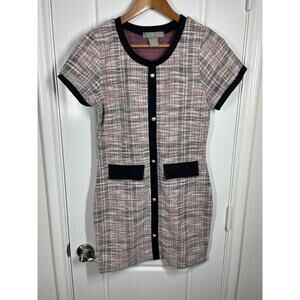 Coco and Shay Multi Metallic Tweed Boucle CrewNeck Shirt Dress Size Large